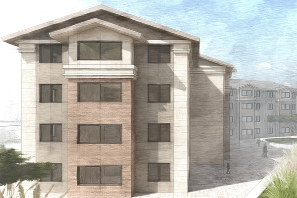 Multi-story building constructed with Simplus Systems prefab wall panels